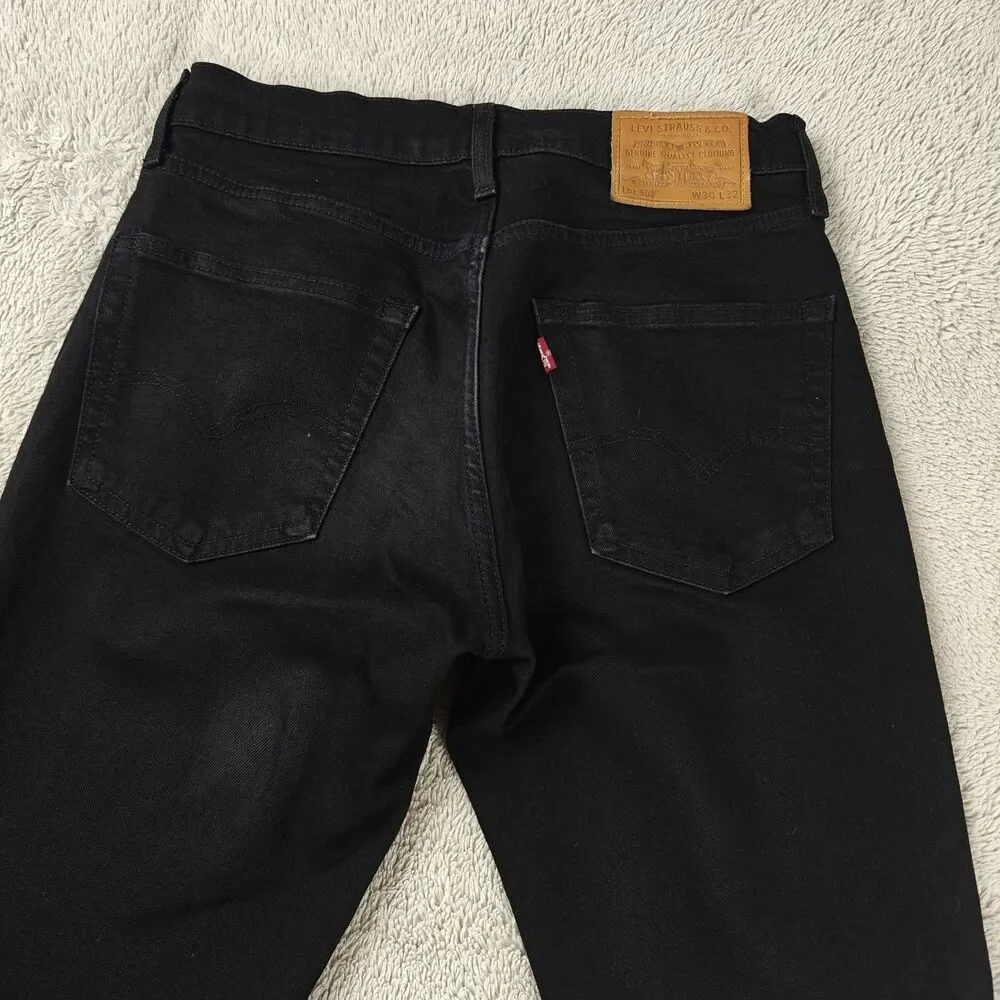 Levi's 502 Black Jeans Men's 30x32 Slim Fit